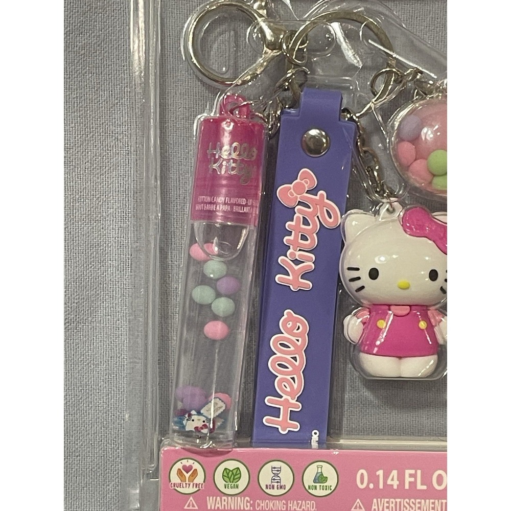 NEW Sanrio Hello Kitty Pink Makeup Box Quilt-Like Mini Purse w/ Chain & Lip Set - Picture 9 of 9